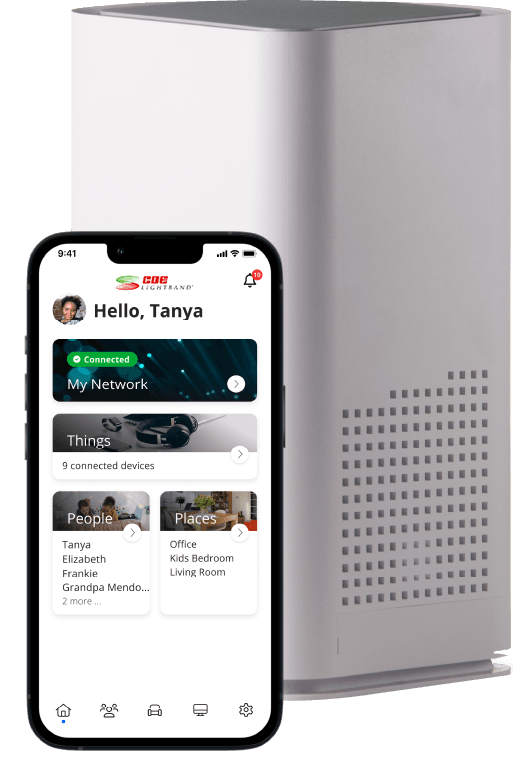 Image of Wi-Fi hardware equipment provided with CDE broadband service, which includes cyber security and app integration