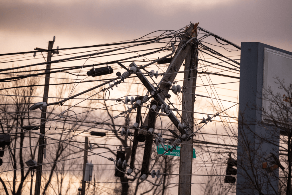 Outage image of powerline damage caused by storm Clarksville