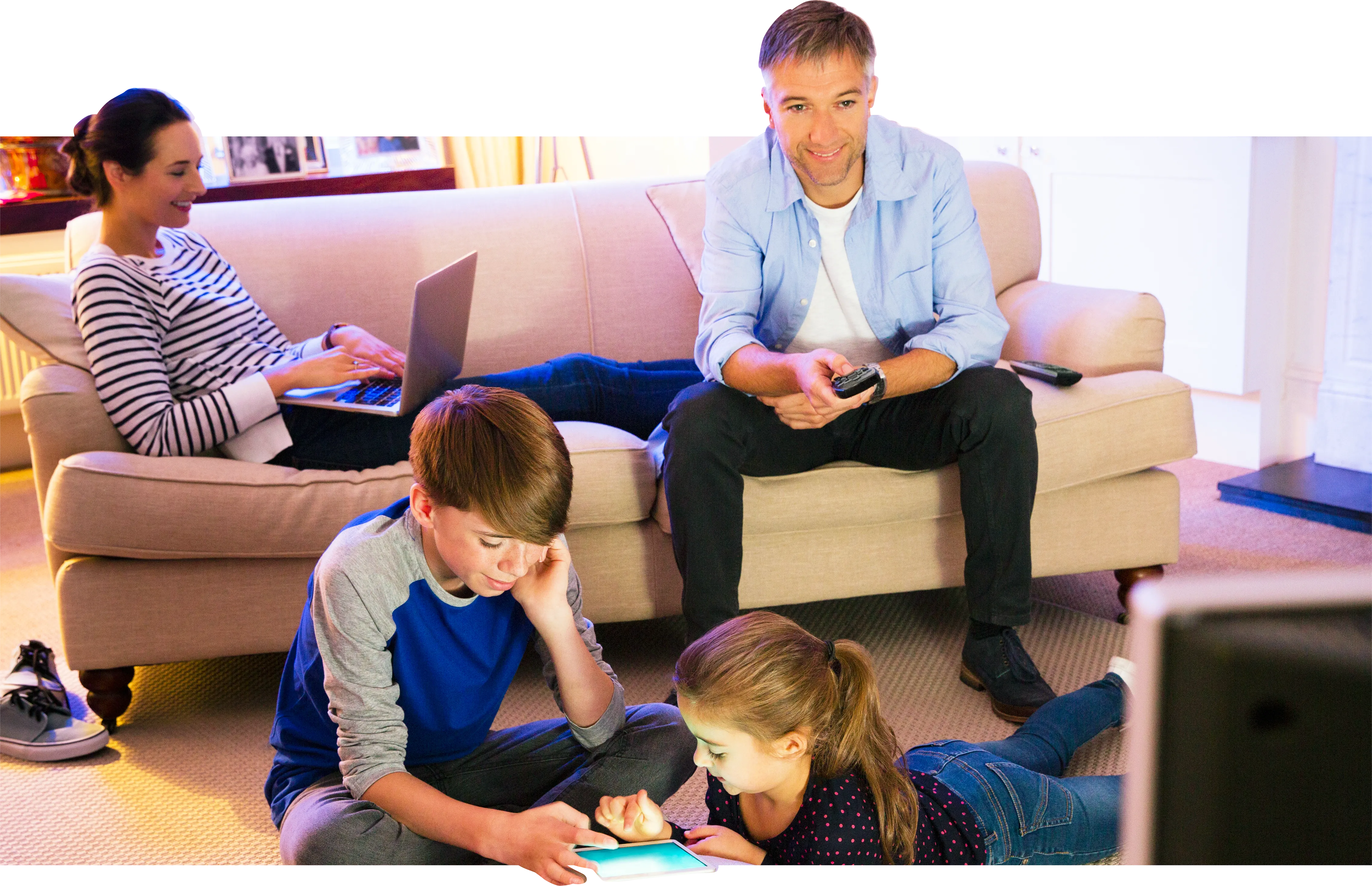 A photo of a family spending time together and enjoying internet and streaming services provided by CDE Lightband.com.
