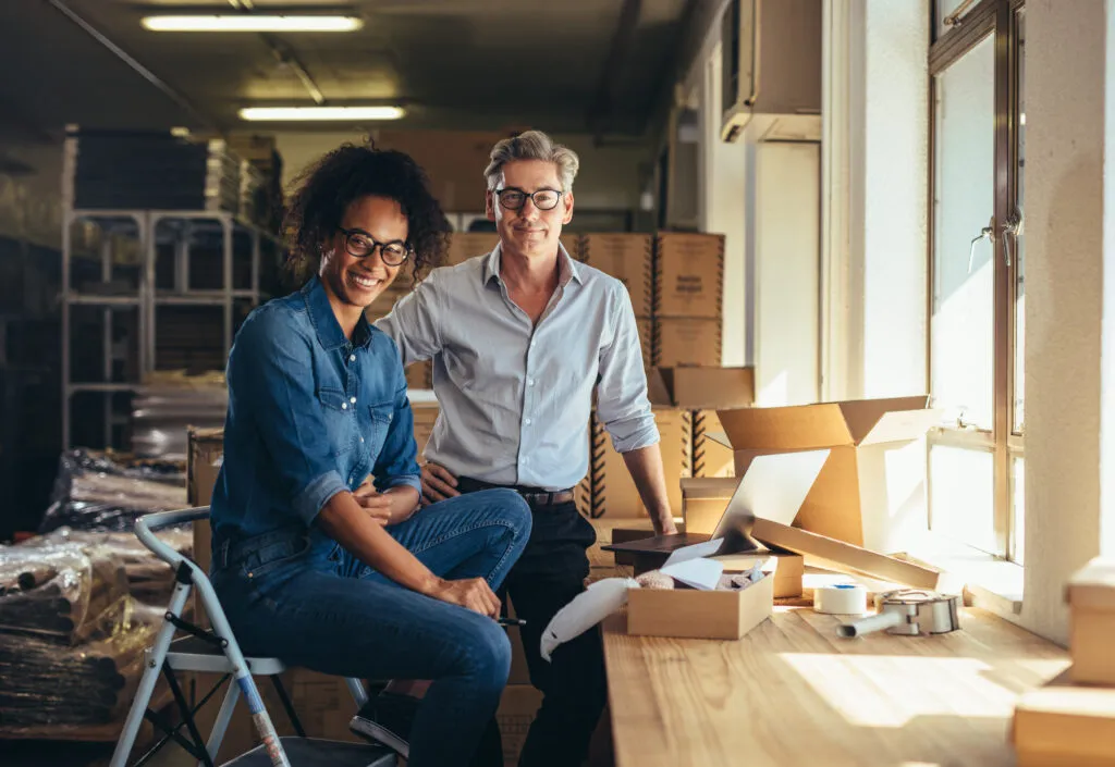 Two business owner, smiling
