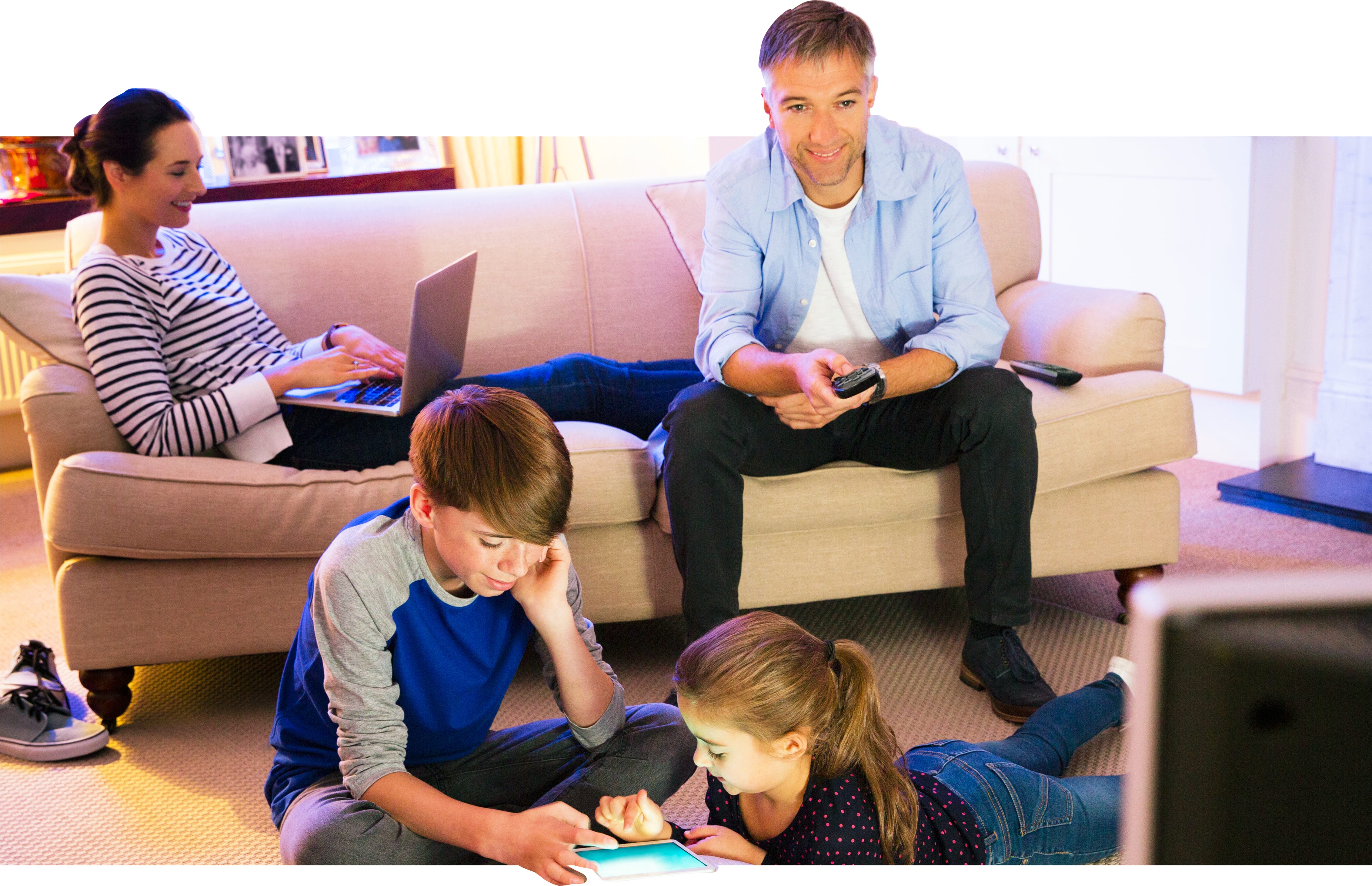 A photo of a family spending time together and enjoying internet and streaming services provided by CDE Lightband.com.