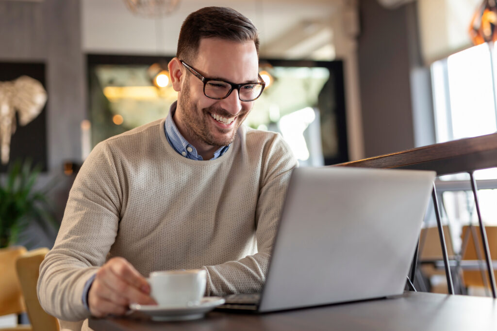 Customer using provided free Wi-Fi network at business location